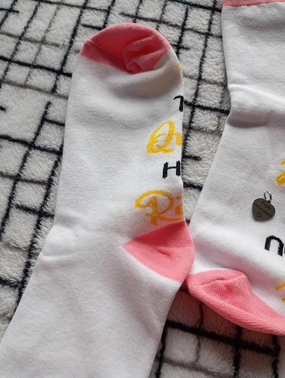 White Crew Socks with Retirement Pendant SET
